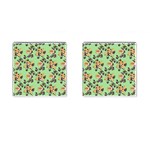 Retro 1880s Flowers Pattern 24 Cufflinks (Square)