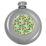 Retro 1880s Flowers Pattern 24 Round Hip Flask (5 oz)