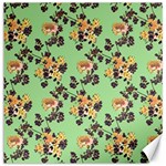 Retro 1880s Flowers Pattern 24 Canvas 12  x 12 