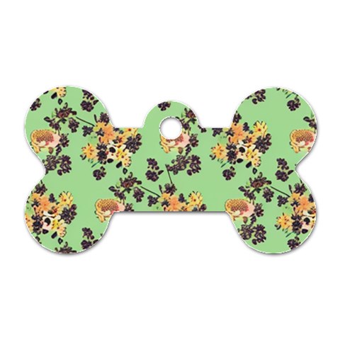 Retro 1880s Flowers Pattern 24 Dog Tag Bone (Two Sides) from ArtsNow.com Front