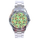 Retro 1880s Flowers Pattern 24 Stainless Steel Analogue Watch