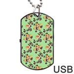 Retro 1880s Flowers Pattern 24 Dog Tag USB Flash (One Side)