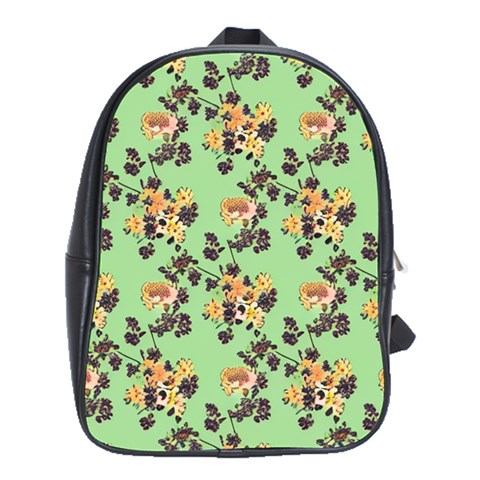 Retro 1880s Flowers Pattern 24 School Bag (XL) from ArtsNow.com Front