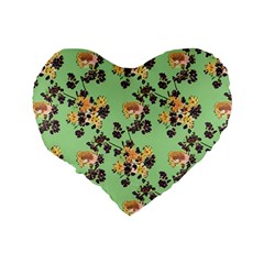 Retro 1880s Flowers Pattern 24 Standard 16  Premium Heart Shape Cushions from ArtsNow.com Back