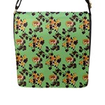 Retro 1880s Flowers Pattern 24 Flap Closure Messenger Bag (L)