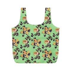 Retro 1880s Flowers Pattern 24 Full Print Recycle Bag (M) from ArtsNow.com Back