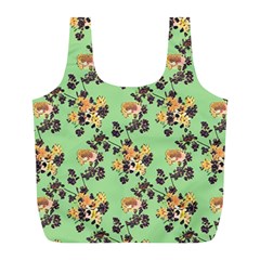 Retro 1880s Flowers Pattern 24 Full Print Recycle Bag (L) from ArtsNow.com Front