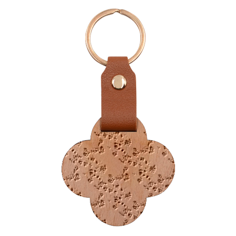 Retro 1880s Flowers Pattern 24 Engraved Wood Keychain from ArtsNow.com Front