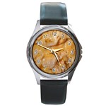 Homemade Flan Extreme Close-up Texture Round Metal Watch