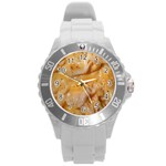 Homemade Flan Extreme Close-up Texture Round Plastic Sport Watch (L)