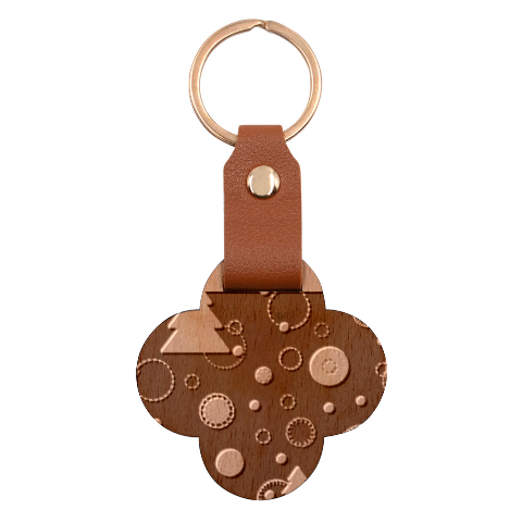 Christmas Pattern Tree Design Engraved Wood Keychain from ArtsNow.com Front