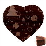 Christmas Pattern Tree Design Heart Wood Jewelry Box