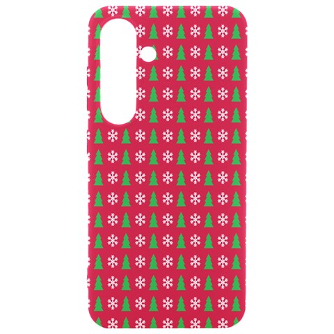 Snowflake Christmas Tree Pattern Samsung Galaxy S24 6.2 Inch Black TPU UV Case from ArtsNow.com Front