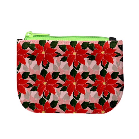 Poinsettia Pattern Seamless Pattern Christmas Xmas Mini Coin Purse from ArtsNow.com Front