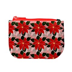 Poinsettia Pattern Seamless Pattern Christmas Xmas Mini Coin Purse from ArtsNow.com Front