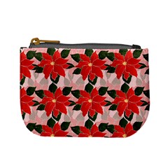 Poinsettia Pattern Seamless Pattern Christmas Xmas Mini Coin Purse from ArtsNow.com Front