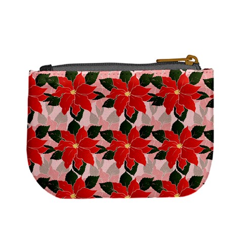 Poinsettia Pattern Seamless Pattern Christmas Xmas Mini Coin Purse from ArtsNow.com Back