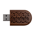 Poinsettia Pattern Seamless Pattern Christmas Xmas Wood Oval USB Flash Drive