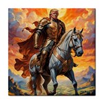 Heroic Trump Warrior in Golden Armor Tile Coaster