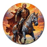 Heroic Trump Warrior in Golden Armor Round Mousepad