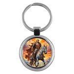 Heroic Trump Warrior in Golden Armor Key Chain (Round)