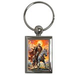 Heroic Trump Warrior in Golden Armor Key Chain (Rectangle)