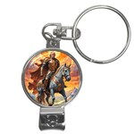 Heroic Trump Warrior in Golden Armor Nail Clippers Key Chain