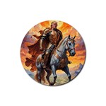 Heroic Trump Warrior in Golden Armor Rubber Coaster (Round)