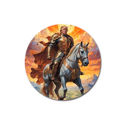 Heroic Trump Warrior in Golden Armor Magnet 3  (Round) from ArtsNow.com Front