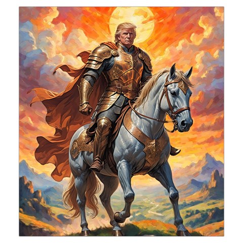 Heroic Trump Warrior in Golden Armor Drawstring Pouch (Medium) from ArtsNow.com Front