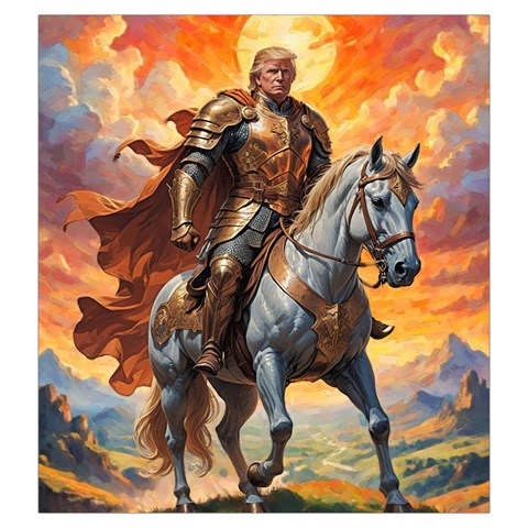 Heroic Trump Warrior in Golden Armor Drawstring Pouch (Large) from ArtsNow.com Back