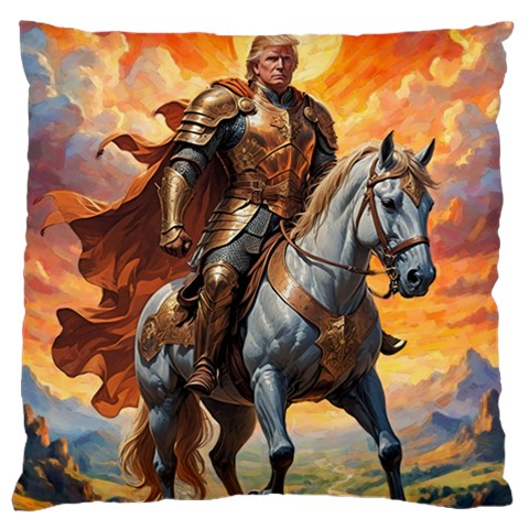 Heroic Trump Warrior in Golden Armor Standard Premium Plush Fleece Cushion Case (One Side) from ArtsNow.com Front