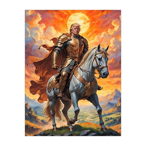 Heroic Trump Warrior in Golden Armor Medium Tapestry from ArtsNow.com Front