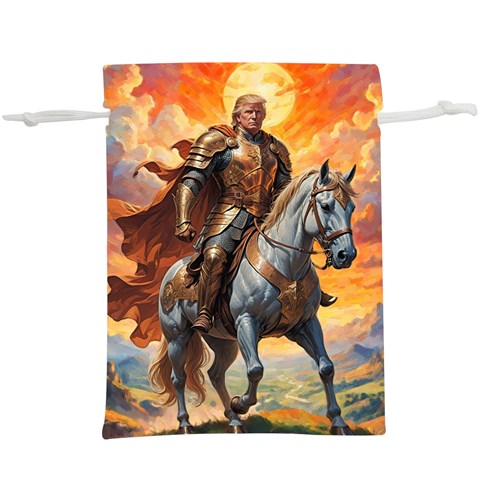 Heroic Trump Warrior in Golden Armor Lightweight Drawstring Pouch (XL) from ArtsNow.com Back