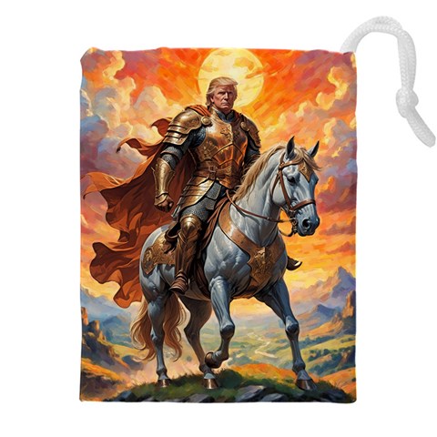 Heroic Trump Warrior in Golden Armor Drawstring Pouch (4XL) from ArtsNow.com Front