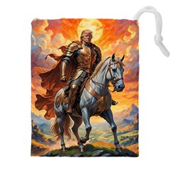 Heroic Trump Warrior in Golden Armor Drawstring Pouch (4XL) from ArtsNow.com Front