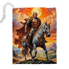 Heroic Trump Warrior in Golden Armor Drawstring Pouch (5XL) from ArtsNow.com Back