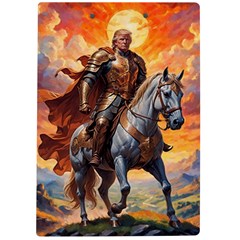 Heroic Trump Warrior in Golden Armor A4 Acrylic Clipboard from ArtsNow.com Back