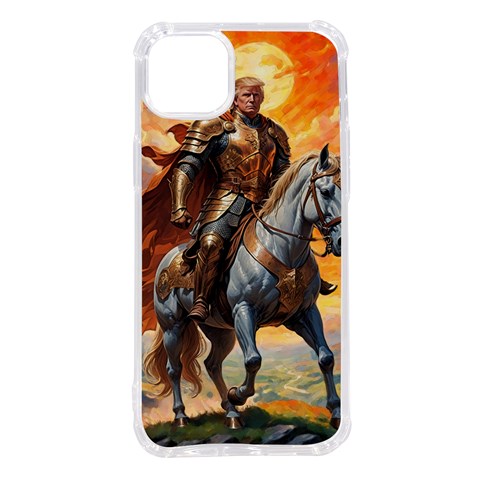 Heroic Trump Warrior in Golden Armor iPhone 14 Plus TPU UV Print Case from ArtsNow.com Front