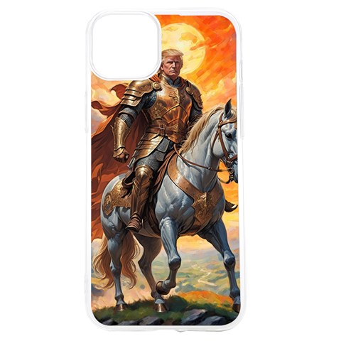 Heroic Trump Warrior in Golden Armor iPhone 15 TPU UV Print Case from ArtsNow.com Front