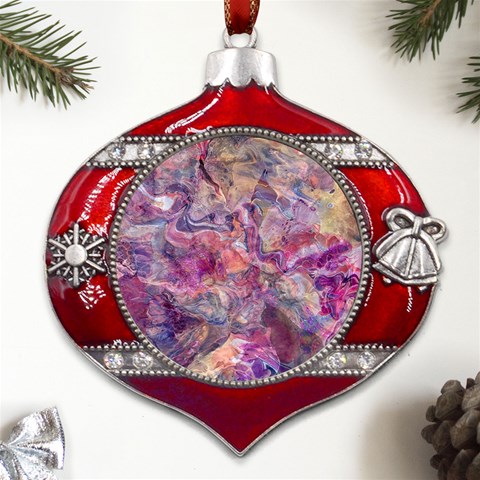 Pour with cat Metal Snowflake And Bell Red Ornament from ArtsNow.com Front