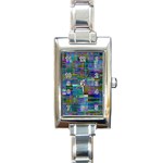 Glitch Chaos Print Rectangle Italian Charm Watch