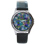 Glitch Chaos Print Round Metal Watch