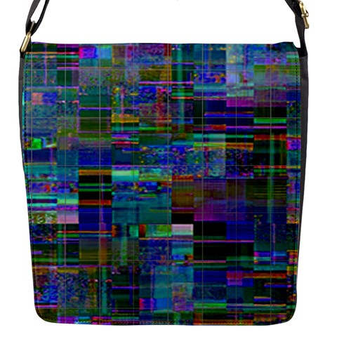 Glitch Chaos Print Flap Closure Messenger Bag (S) from ArtsNow.com Front