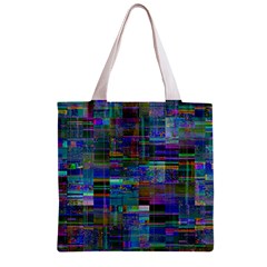 Glitch Chaos Print Zipper Grocery Tote Bag from ArtsNow.com Front