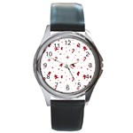 Christmas Xmas Holiday Pattern Background Round Metal Watch