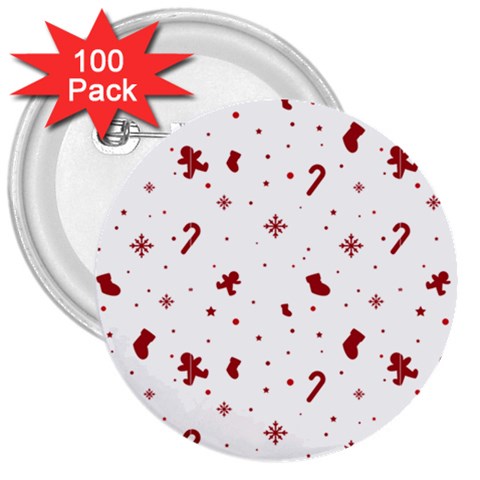 Christmas Xmas Holiday Pattern Background 3  Buttons (100 pack)  from ArtsNow.com Front