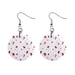 Christmas Xmas Holiday Pattern Background Mini Button Earrings