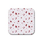 Christmas Xmas Holiday Pattern Background Rubber Coaster (Square)