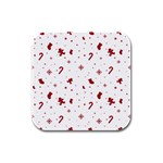 Christmas Xmas Holiday Pattern Background Rubber Square Coaster (4 pack)